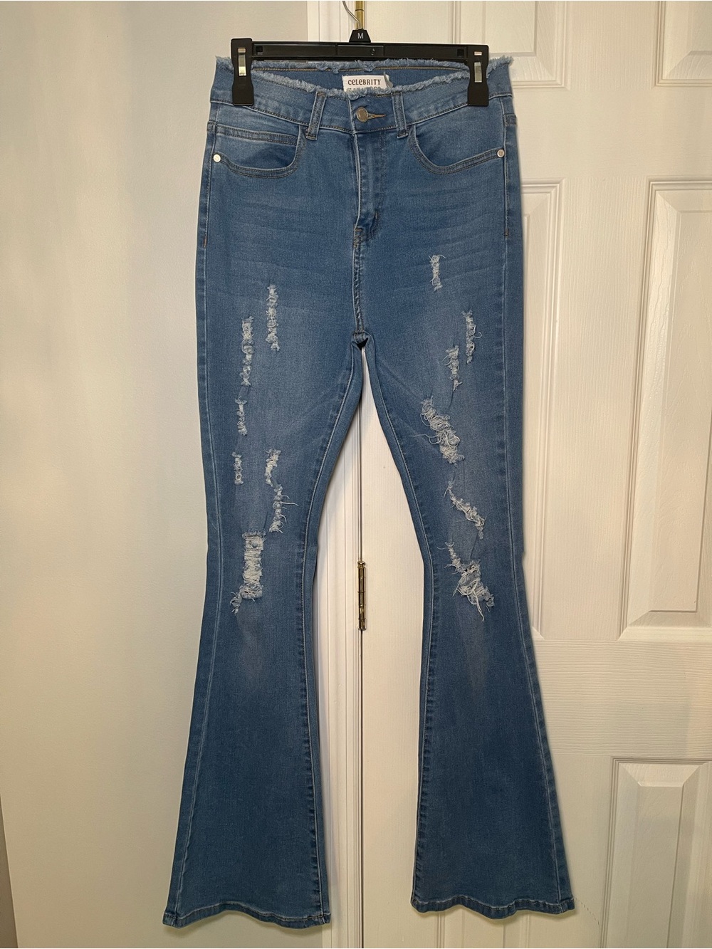 Celebrity Ace Light Blue Distressed Flare Jeans